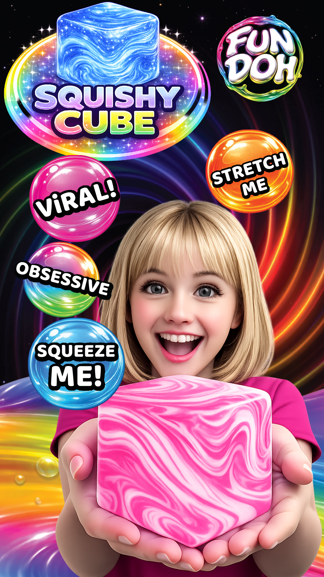 NEW ARRIVAL  Fun Doh Swirl Squishy Cubes Viral Assortment MYSTERY COLOR