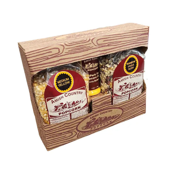 Popcorn Gift Pack 2-2lb bags popcorn plus 1 seasoning (bin 027) NEW BOX 11/20 CHECK INVENTORY