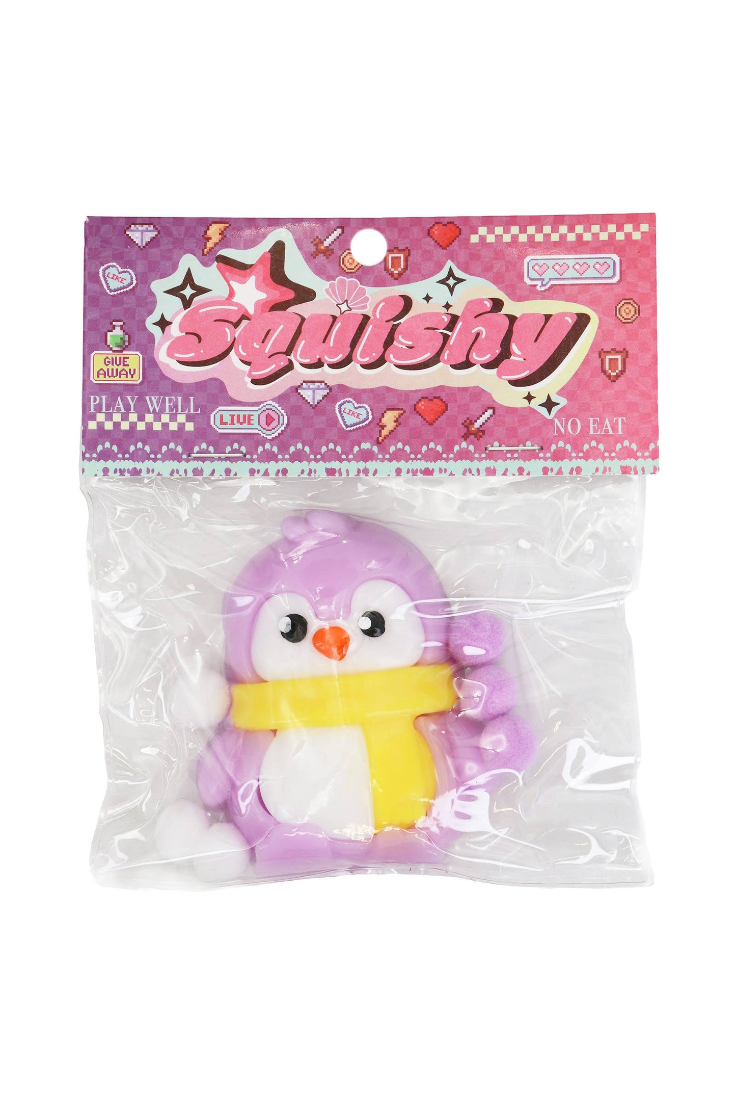 Kawaii Baby Penguin Sticky Mochi Pom Pom Squishy Bag