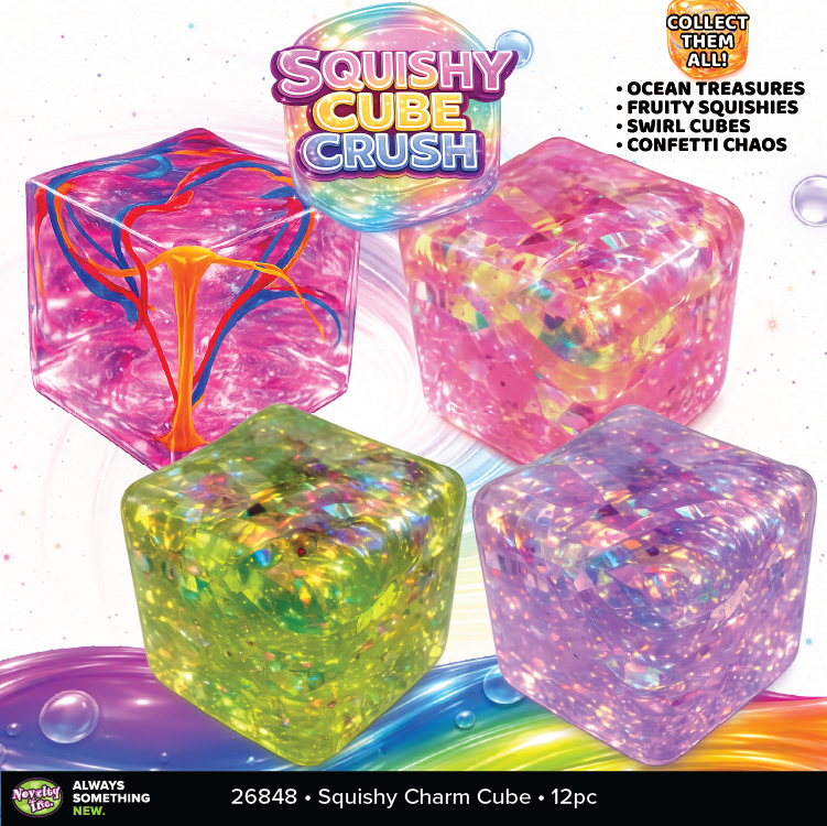 Fun Doh Squishy Charm Cube Fidget Toy Variety - 12/Display