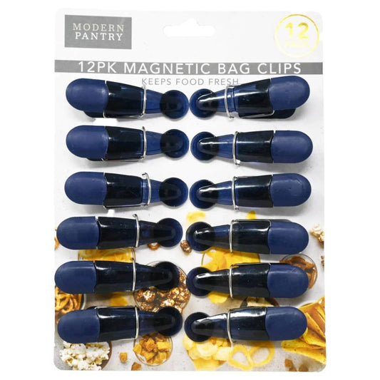 Navy Magnetic Bag Clips - 12 Pcs Food Storage Clips