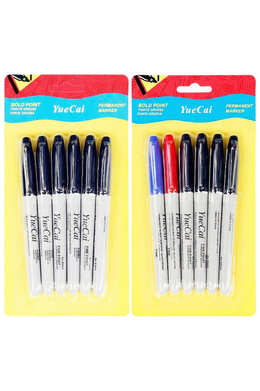 6-Count Bold Point Permanent Marker Set COLOR: SHIPPERS CHOICE