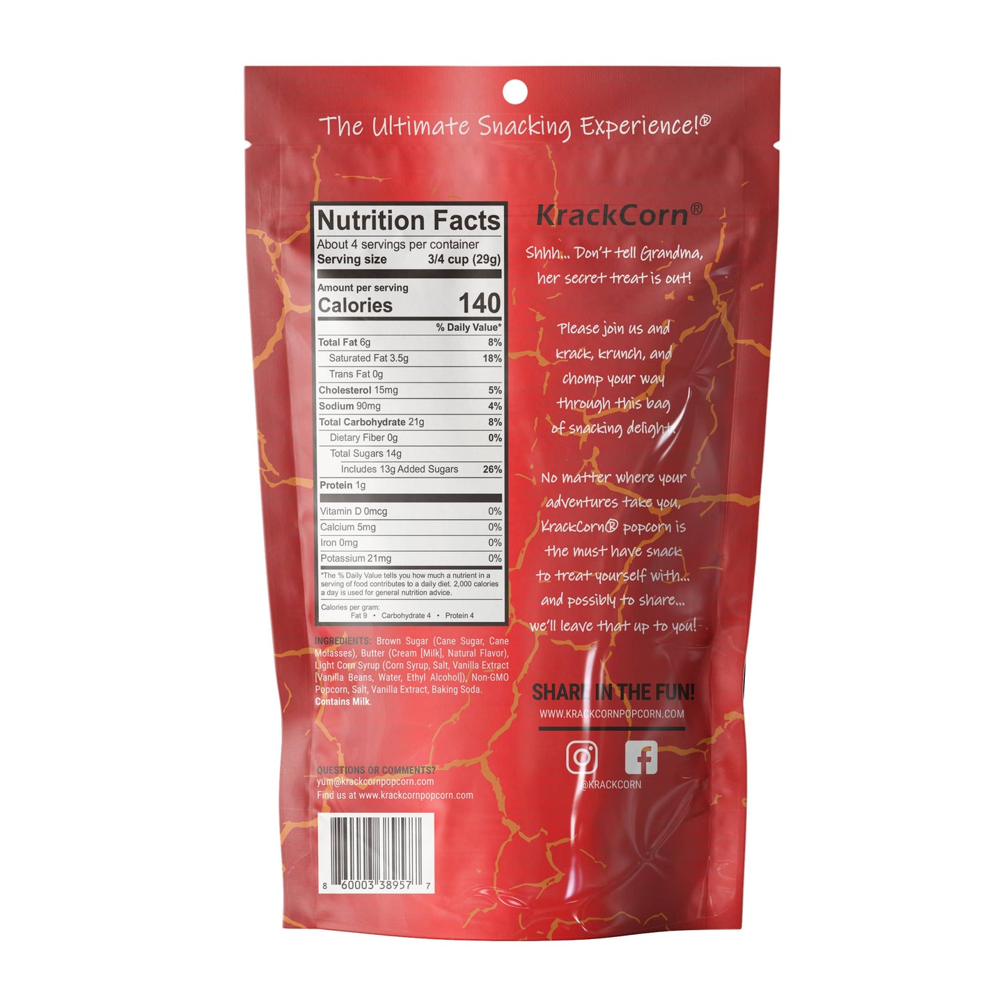 KrackCorn Popcorn 4oz Original Caramel
