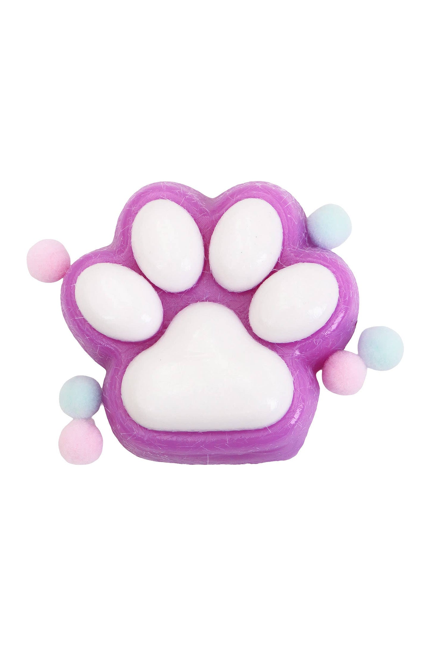 Animal Paw Lightly Flocked Pom Pom Sticky Mochi Squishy Bag