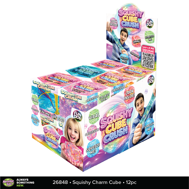 Fun Doh Squishy Charm Cube Fidget Toy Variety - 12/Display