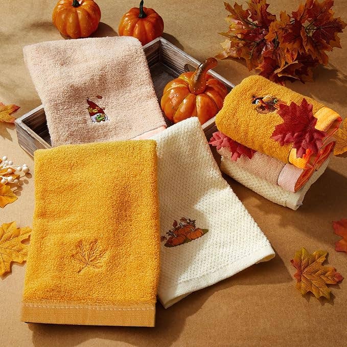 Fall Thanksgiving Embroidered Hand Towel