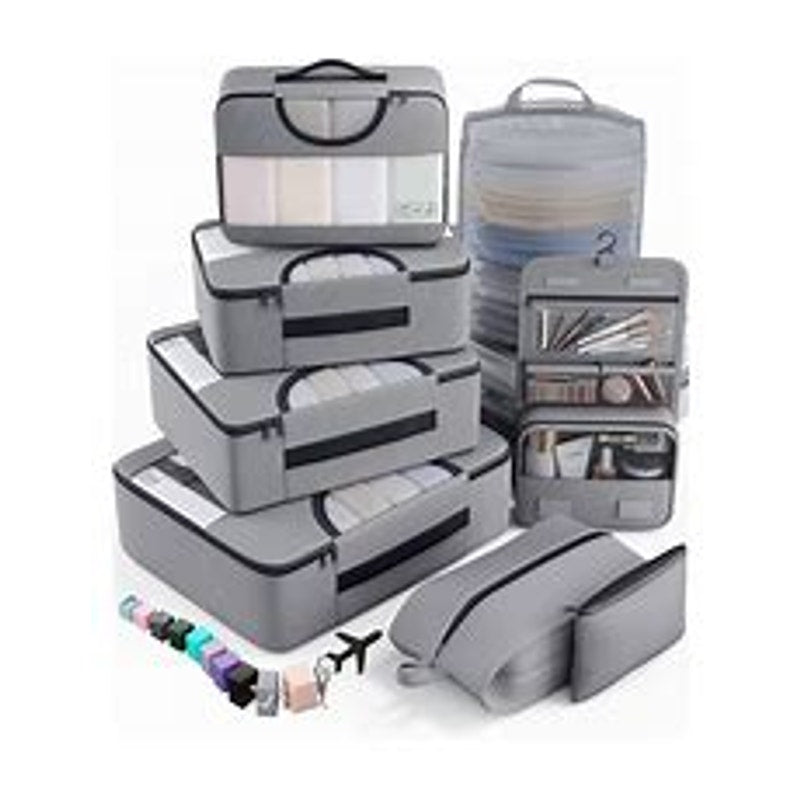 Veken 8 Set Packing Cubes for Travel 8 (For Carry-On/Medium), Dove Gray