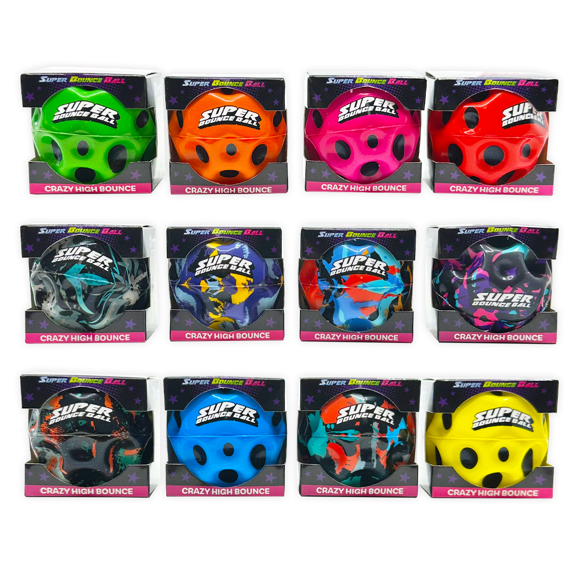 So Much Fun! Super Bounce Ball Boxed Assortment - 12/Display: Wholesale Price