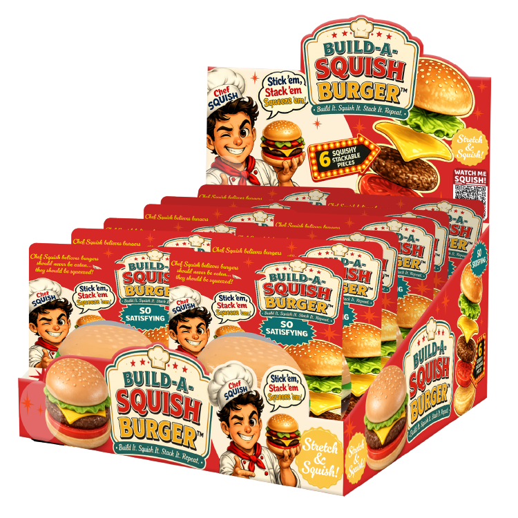 Fun Doh Build A Squish Burger Stack Sensory Toy - 12/Display: Wholesale Price