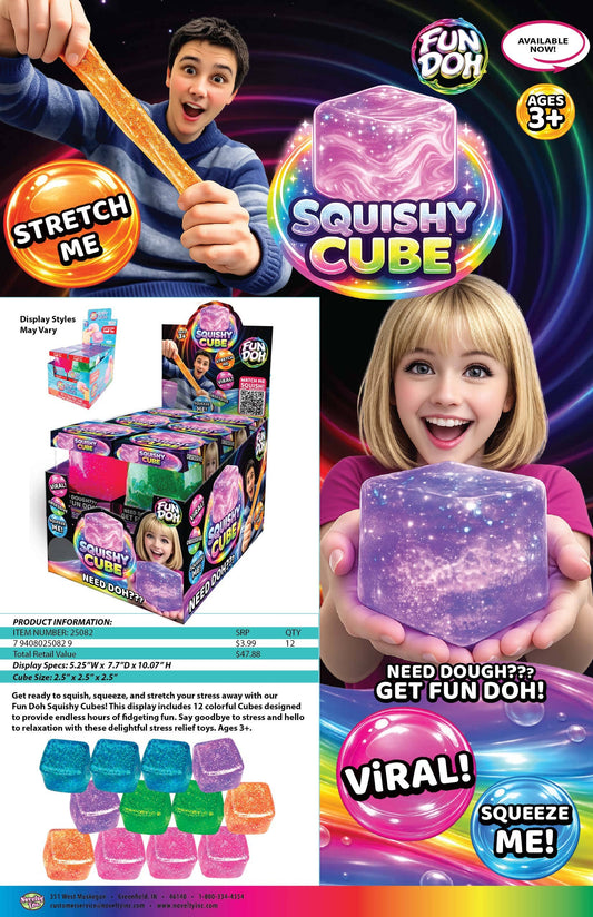FLASH SALE!! Fun Doh Squish & Squeeze Sparkle Cube Fidget Toy