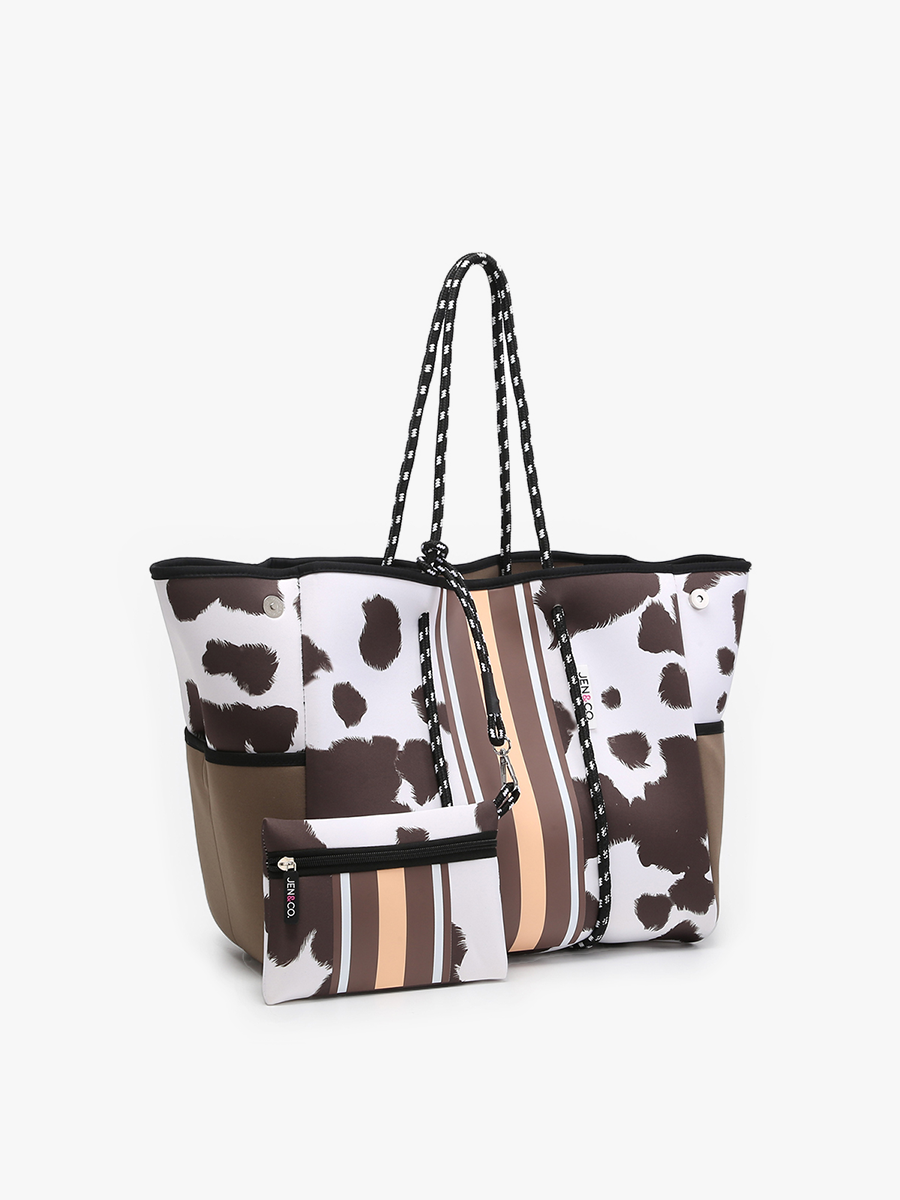 SALE $30 RETAIL $70 M2146STRP Annabella Large Striped Neoprene Tote