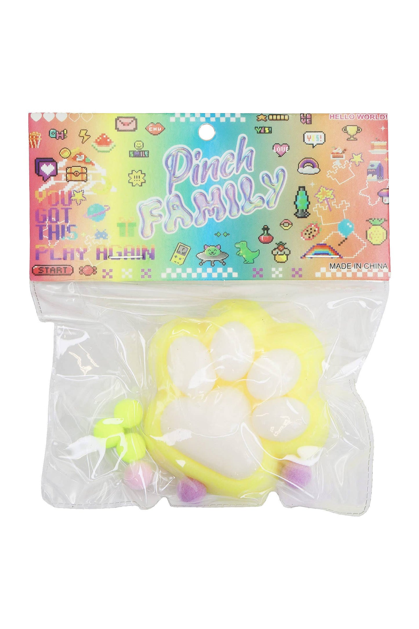 Animal Paw Lightly Flocked Pom Pom Sticky Mochi Squishy Bag