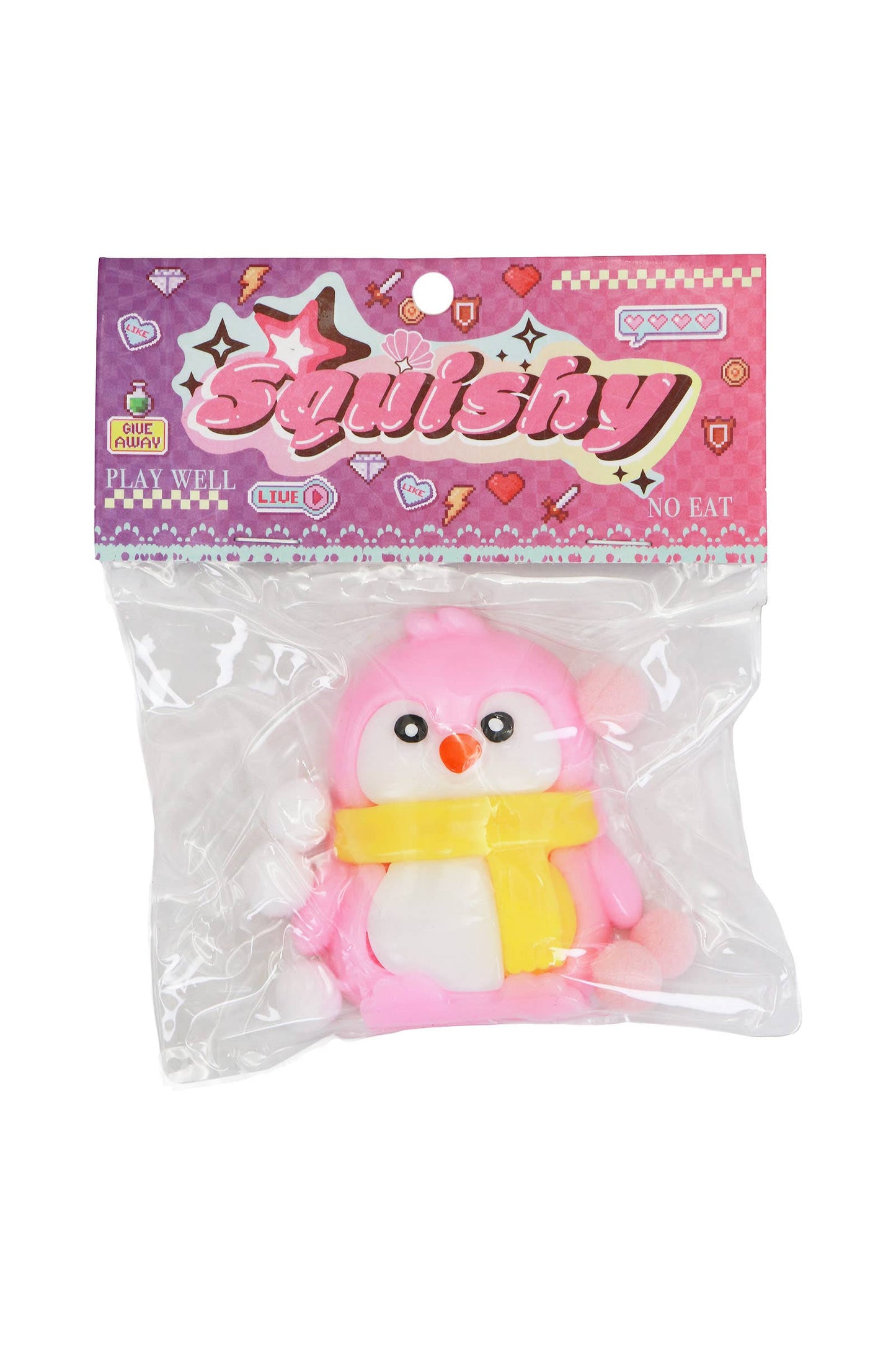 Kawaii Baby Penguin Sticky Mochi Pom Pom Squishy Bag