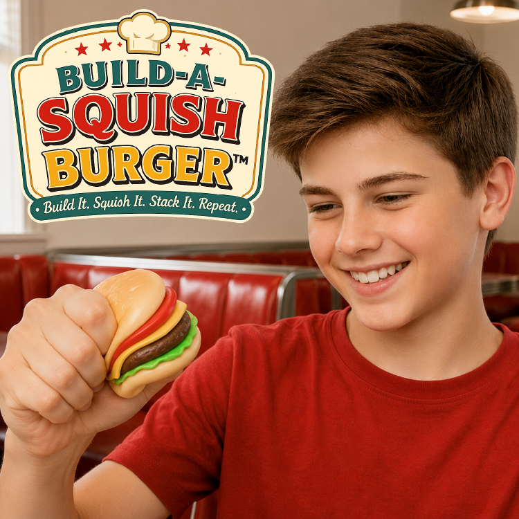 Fun Doh Build A Squish Burger Stack Sensory Toy - 12/Display: Wholesale Price