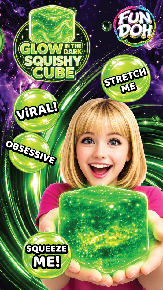 NEW ARRIVAL!! Fun Doh Glow in the Dark Squishy Sparkle Cube