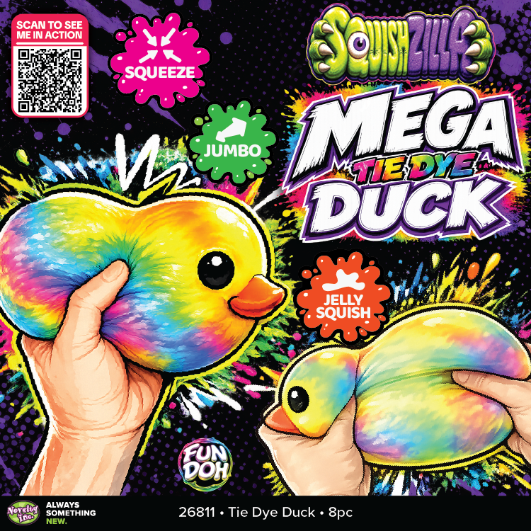 Fun Doh MEGA 5" Squishy Tie Dye Duck Toy Variety - 8/Display