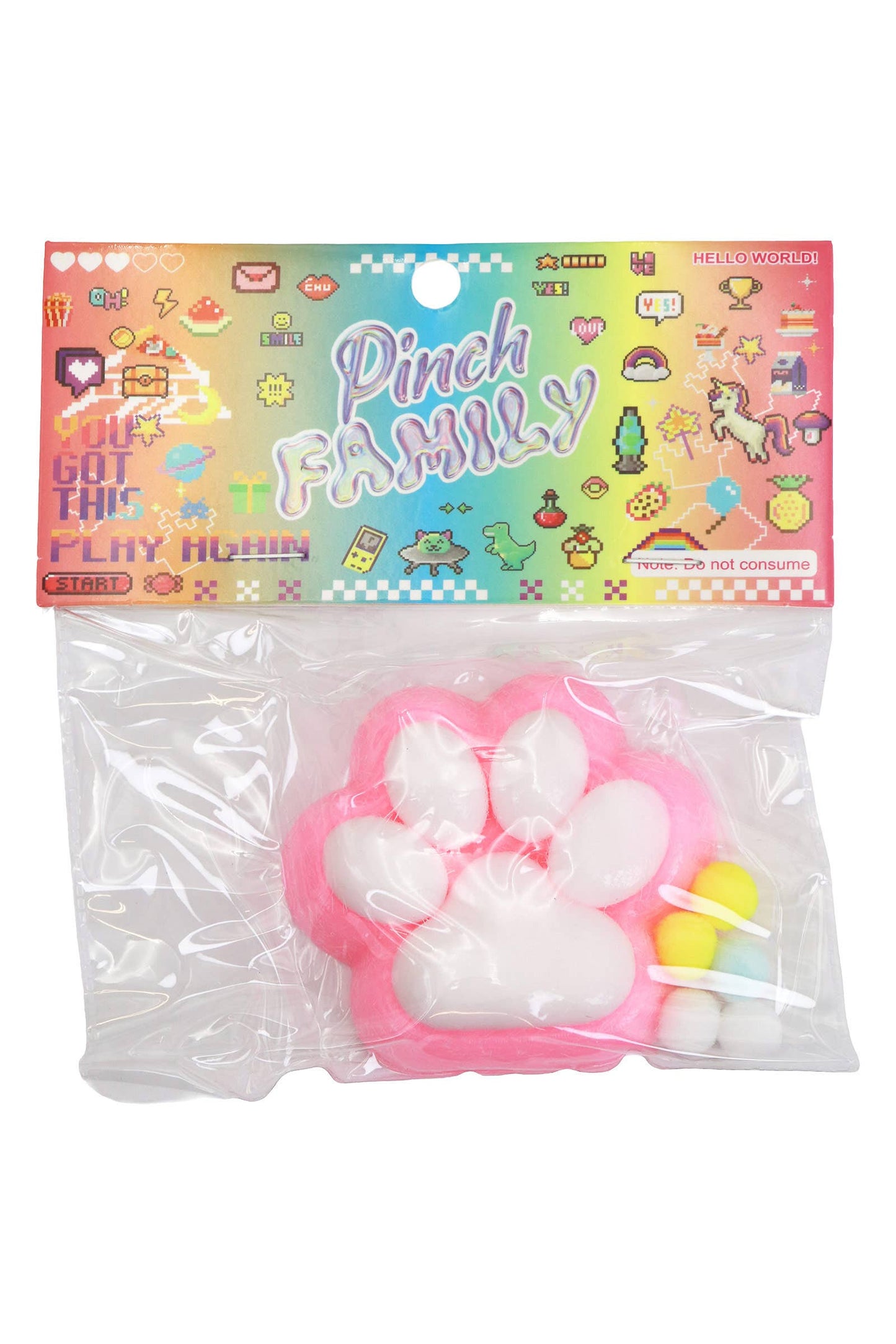 Animal Paw Lightly Flocked Pom Pom Sticky Mochi Squishy Bag
