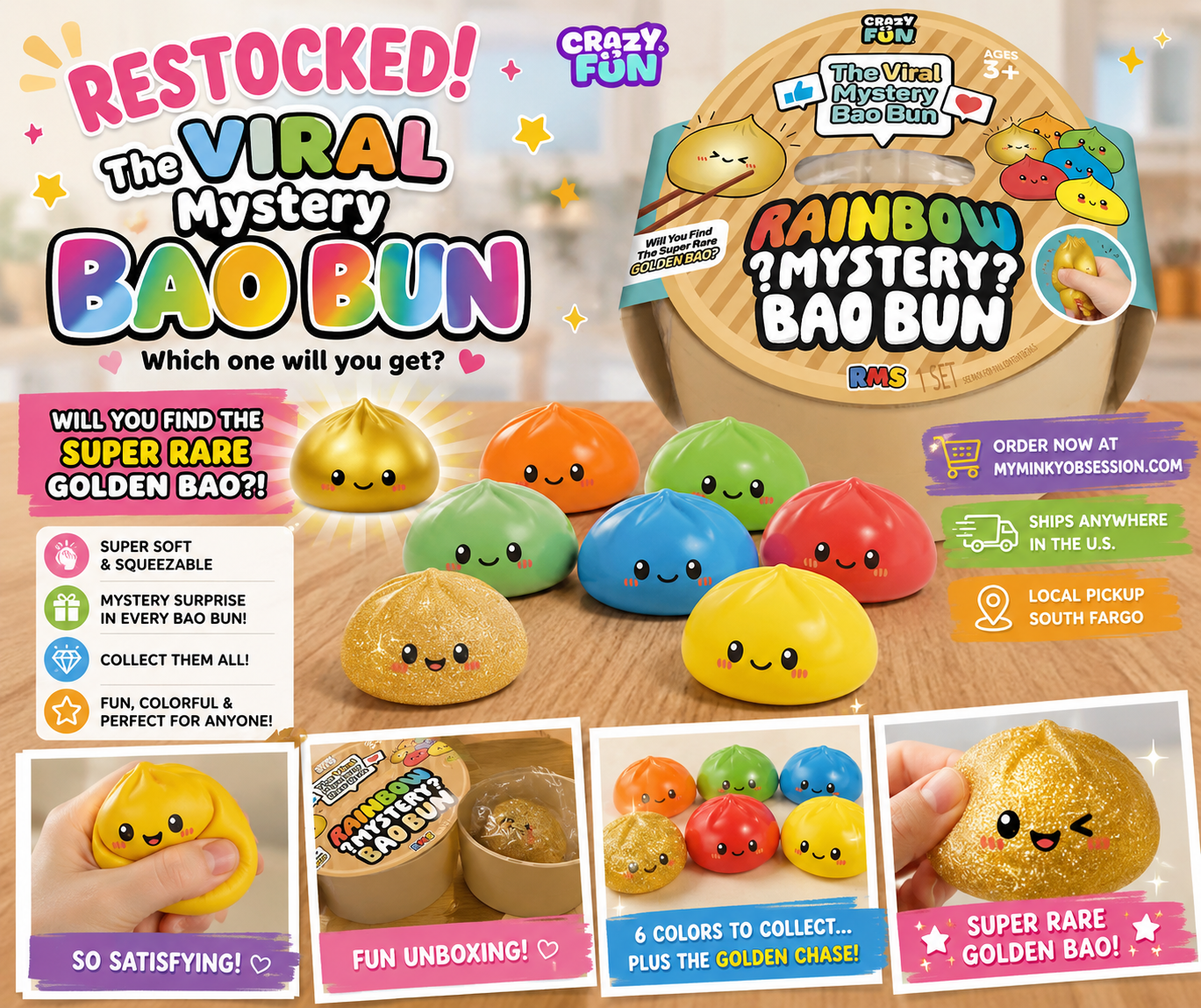 Crazy Fun Official RMS Mystery Bao Bun – Rare Rainbow Chase