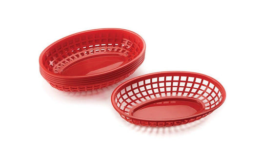 Outset Red Pub Food Baskets, Set of 6, 9.5" x 6.25" x 2" F183