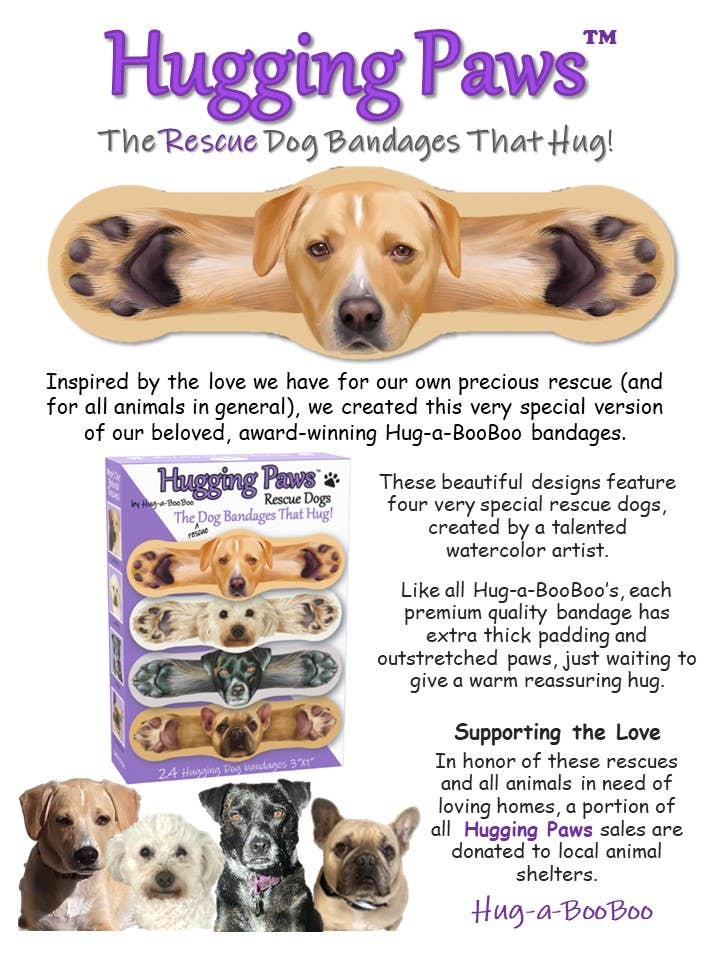 Hug-a-BooBoo "Hugging Paws Rescue Dogs" Bandages F269