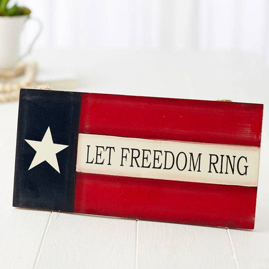 Americana Let Freedom Ring Wood Sign - 9-1/2" W x 4-3/4" H F200