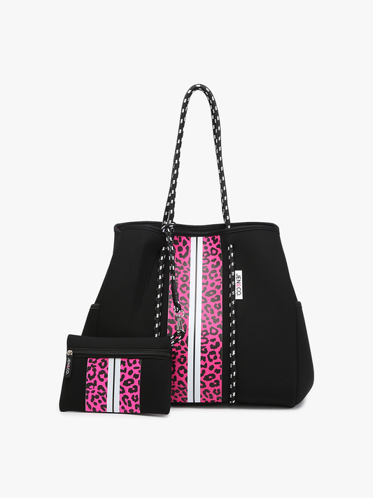 SALE $30 RETAIL $70 M2146STRP Annabella Large Striped Neoprene Tote