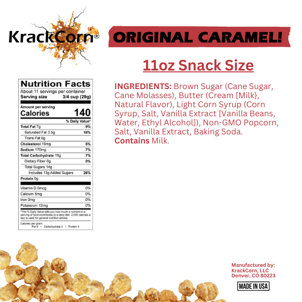 KrackCorn Popcorn 11oz Original Caramel
