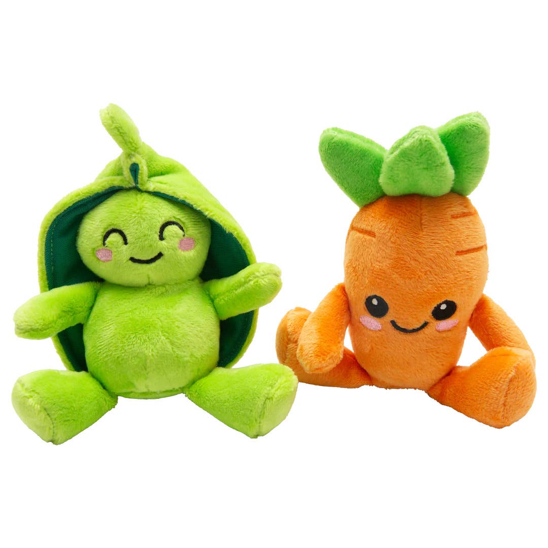 SnugArooz Pea and Carrot Plush Dog Toy 2pk
