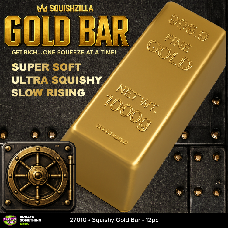 Fun Doh 5" Gold Bar Slow-Rise Squishy Toy - 12/Display: Wholesale Price