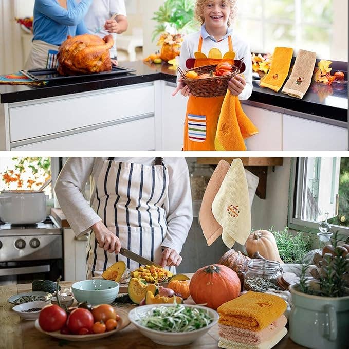 Fall Thanksgiving Embroidered Hand Towel