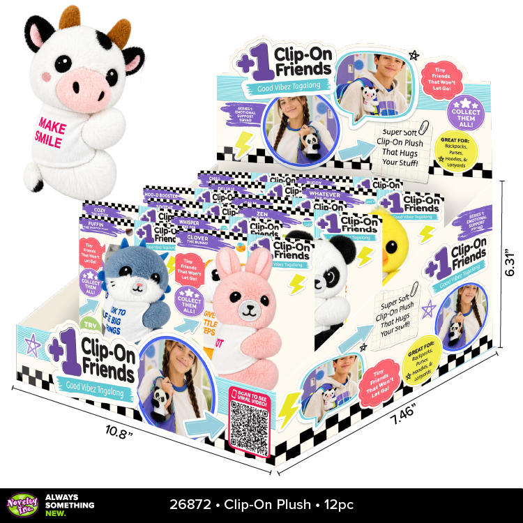 Emotioal Support Clip-on Soft Plush Animals - 12/Display: Wholesale Price