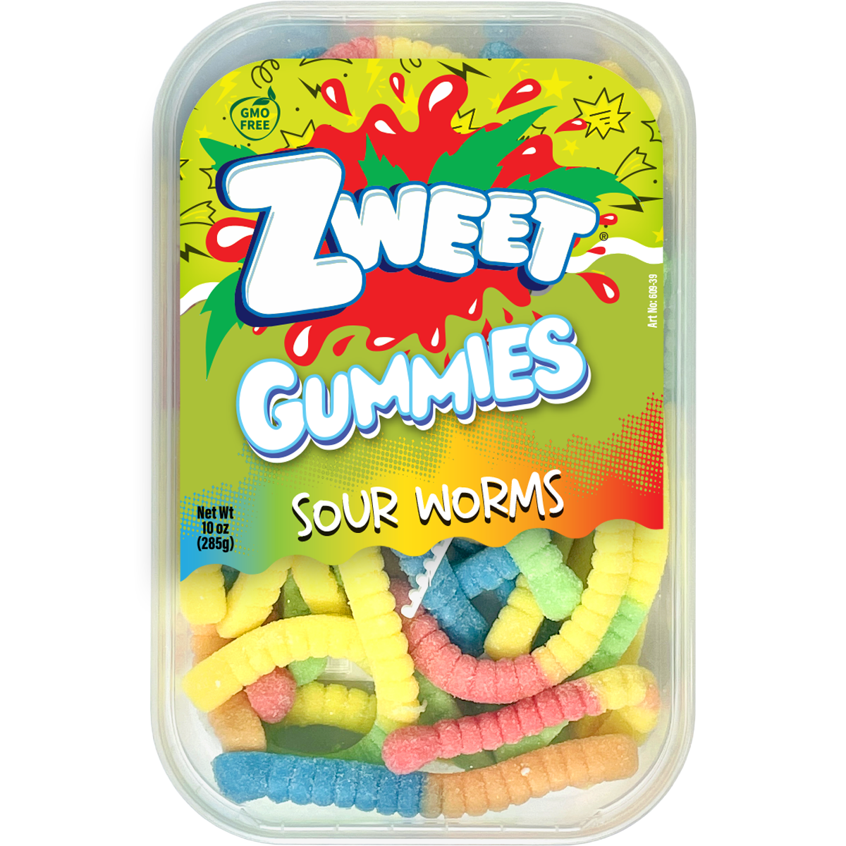 Neon Gummy Sour Worms | Zweet | 10 oz