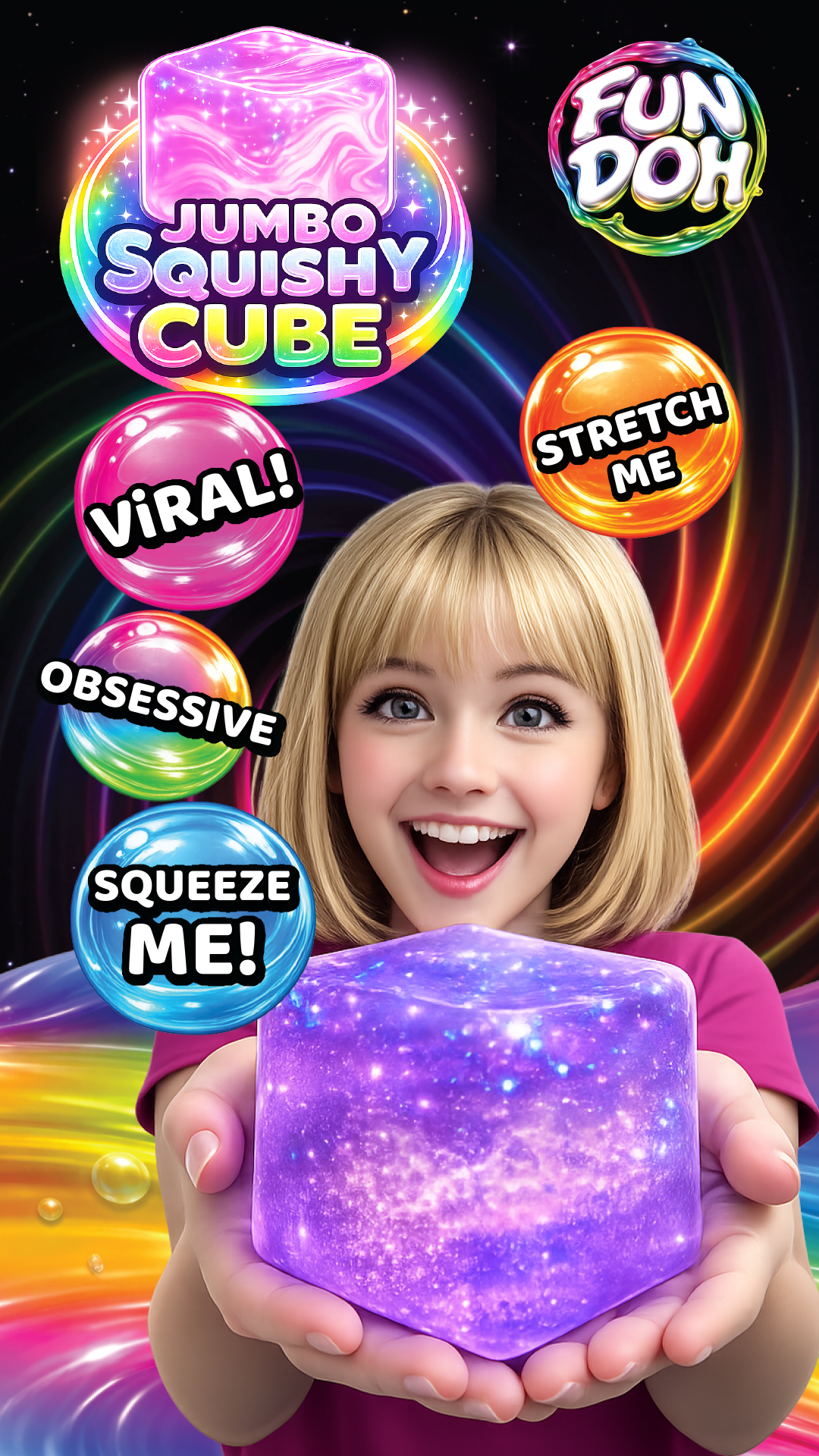 NEW ARRIVAL Fun Doh JUMBO Squishy Cube | Viral Assortment MYSTERY COLOR