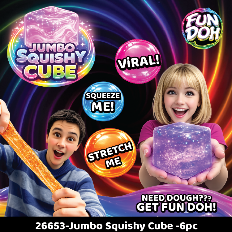 NEW ARRIVAL Fun Doh JUMBO Squishy Cube | Viral Assortment MYSTERY COLOR