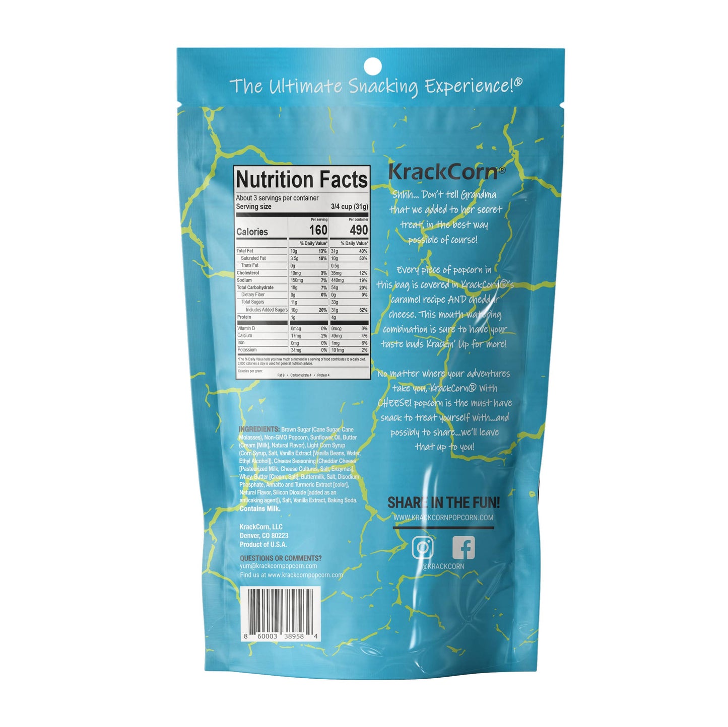 KrackCorn Popcorn with Cheese 3.25oz