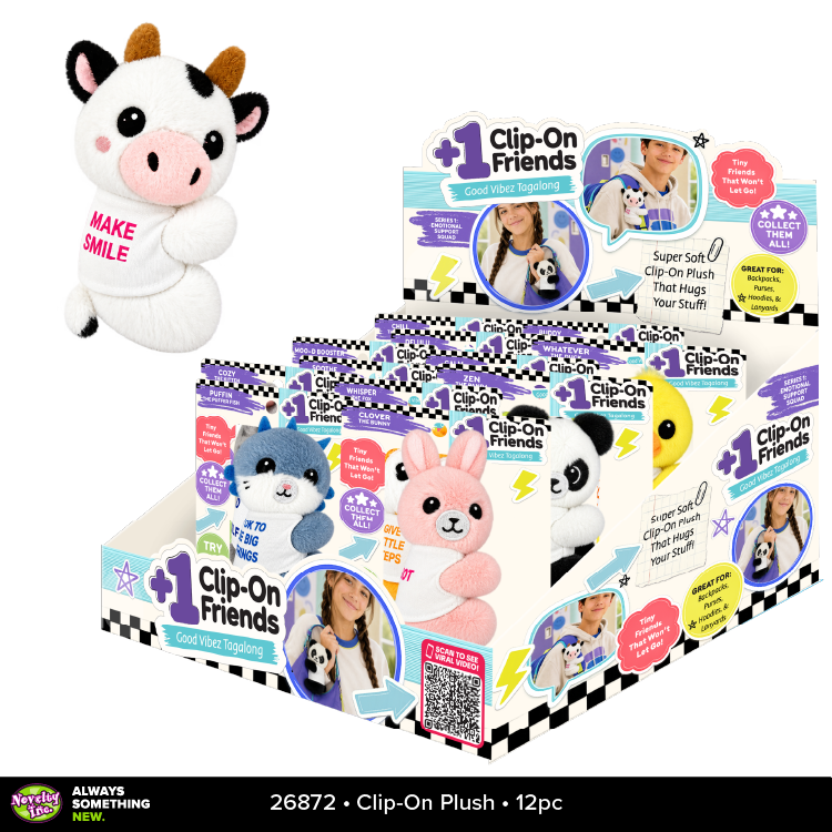 Emotioal Support Clip-on Soft Plush Animals - 12/Display: Wholesale Price