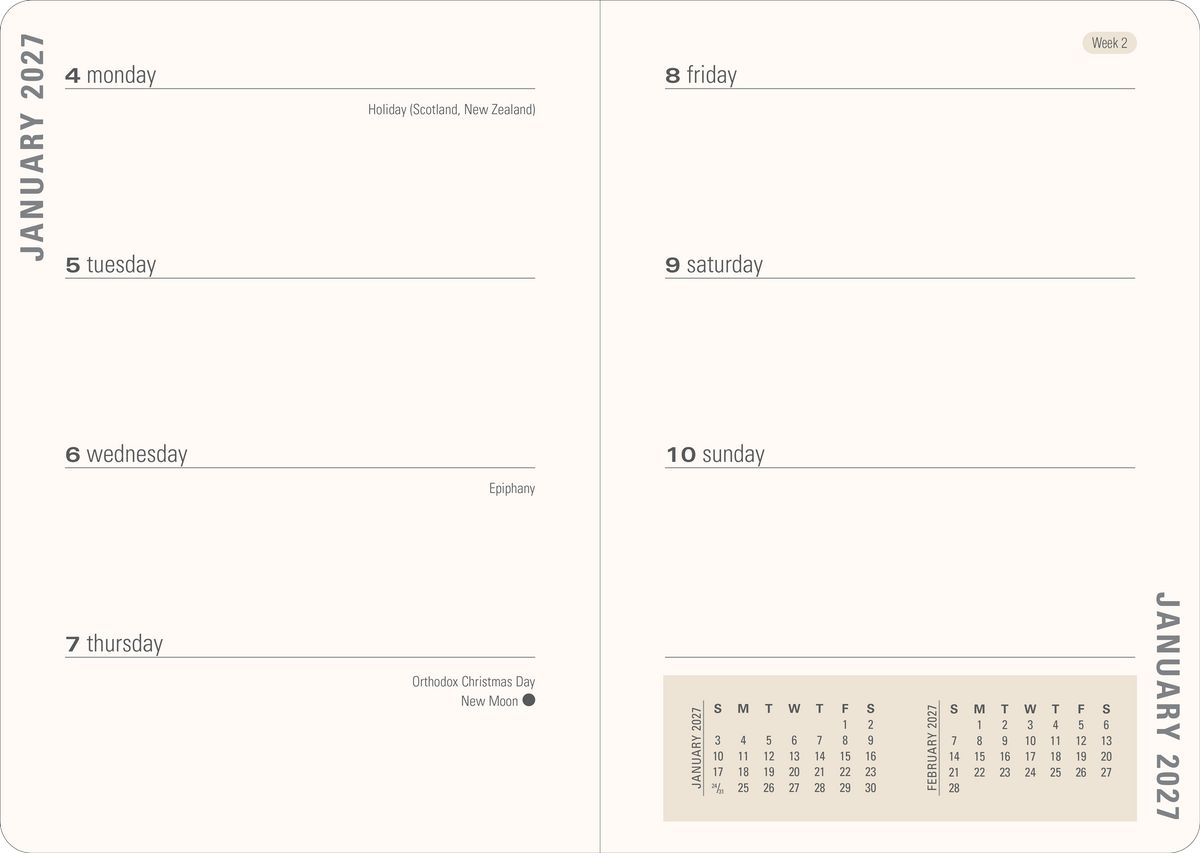2027 Highland Cow Weekly Planner