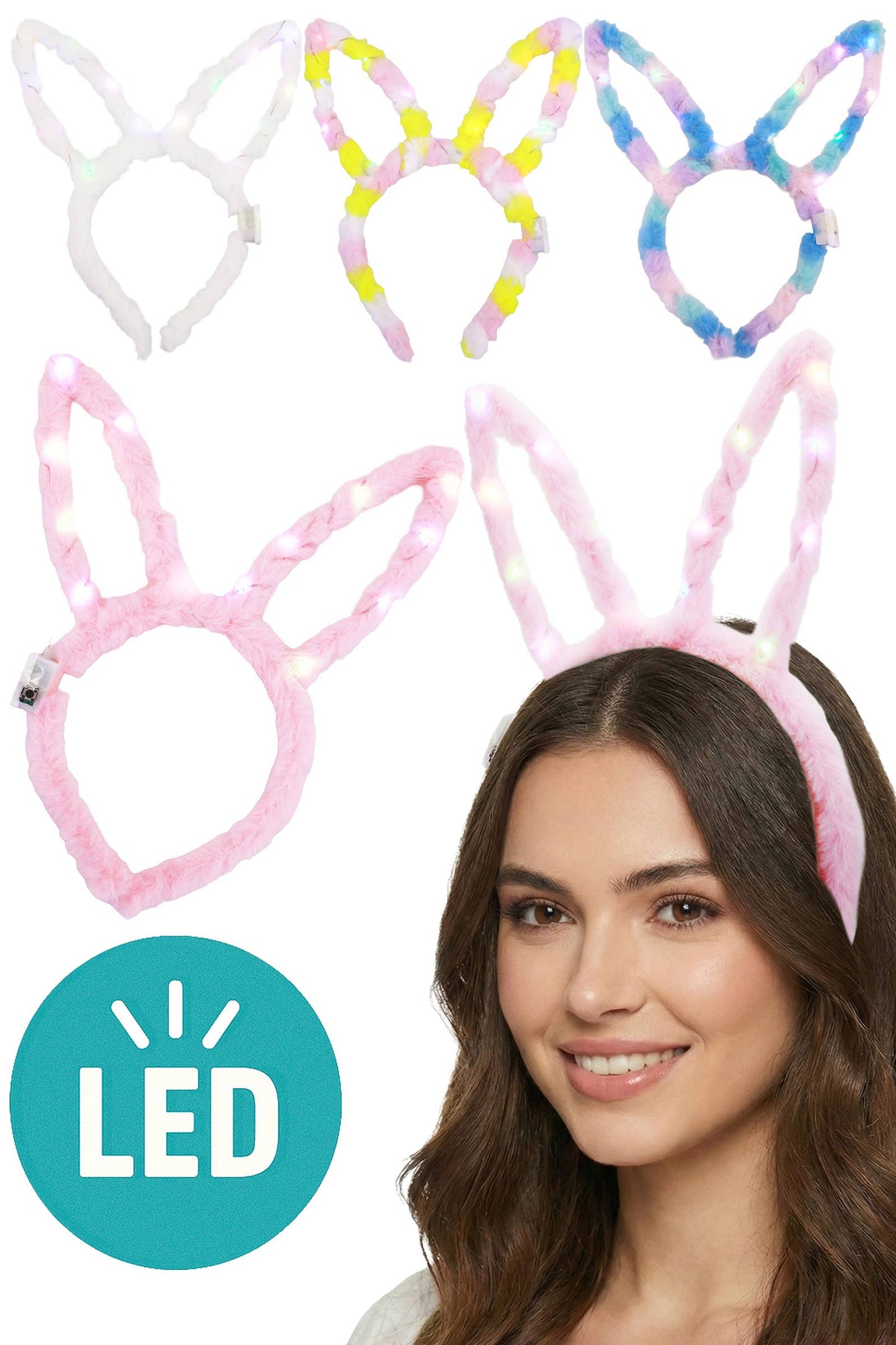 Pointy Hollow-Out Pastel Bunny Ears Fuzzy Faux Fur Hairband~COLOR SHIPPERS CHOICE