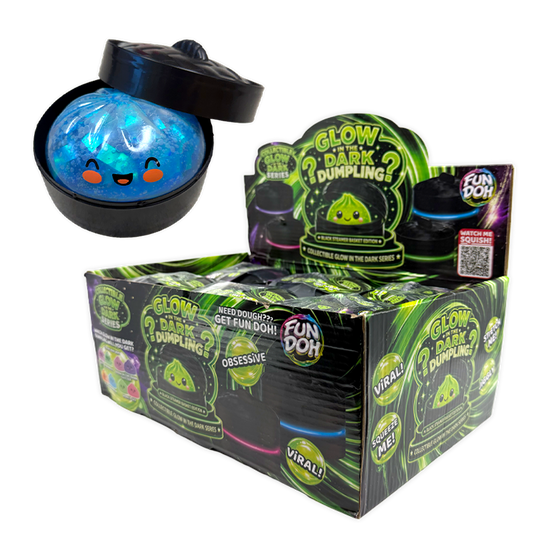 NEW ARRIVAL!!  Fun Doh Glow In Dark Mystery Dumpling Squishy Black Basket