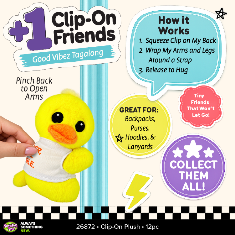 Emotioal Support Clip-on Soft Plush Animals - 12/Display: Wholesale Price
