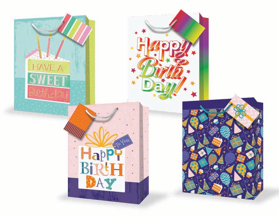 MB/Medium Gift Bags Asst./Birthdays set of 4
