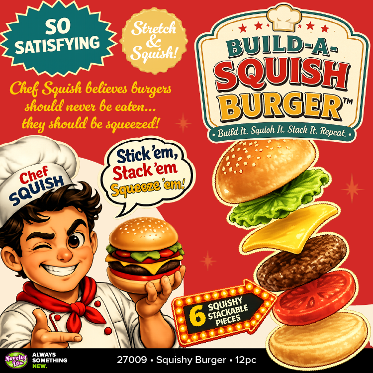 Fun Doh Build A Squish Burger Stack Sensory Toy - 12/Display: Wholesale Price