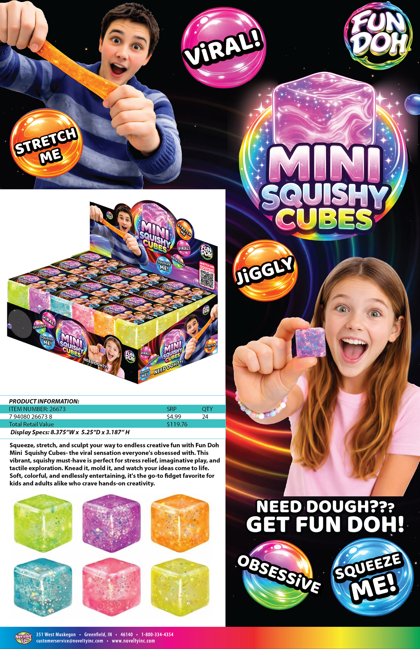 Fun Doh MINI Squishy Cube 2 Pack VIRAL MYSTERY COLOR