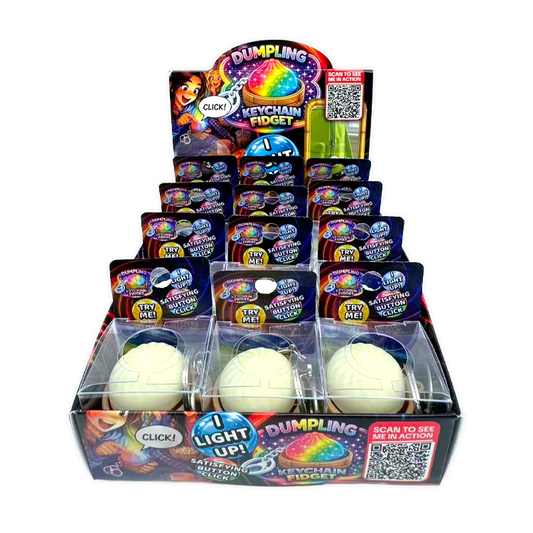 ARRIVES EARLY JUNE Fun Doh Dumpling Light-Up Click Fidget Keychain