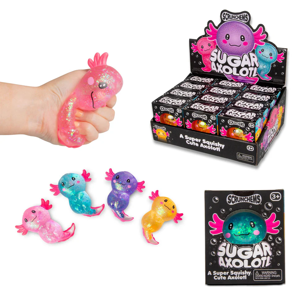 PREORDER ARRIVES MID AUGUST Scrunchems® Sugar Axolotl Squishy Fidget Toy (1pc) Assorted