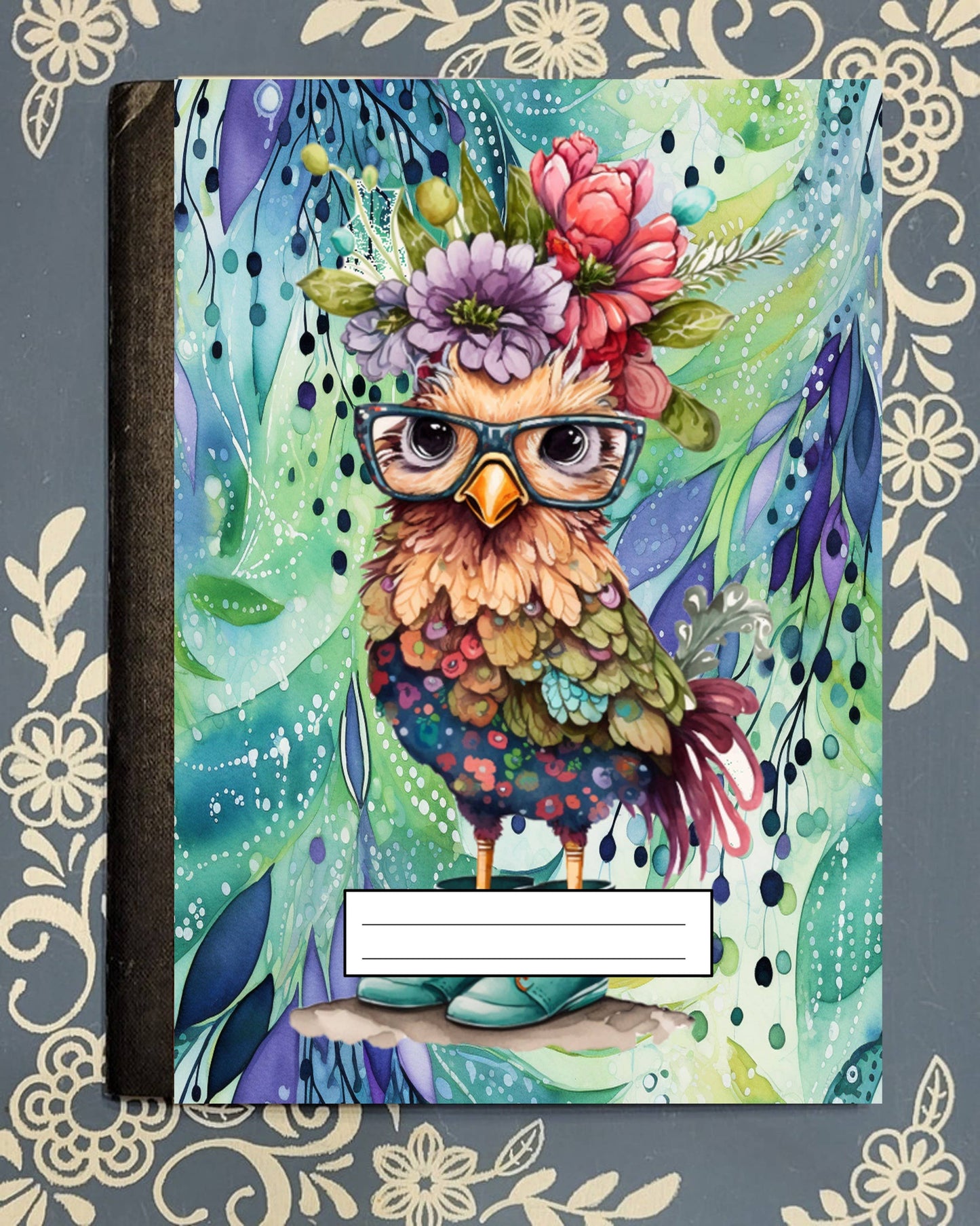 Chicken, Fancy Chicken, Covered Notebook